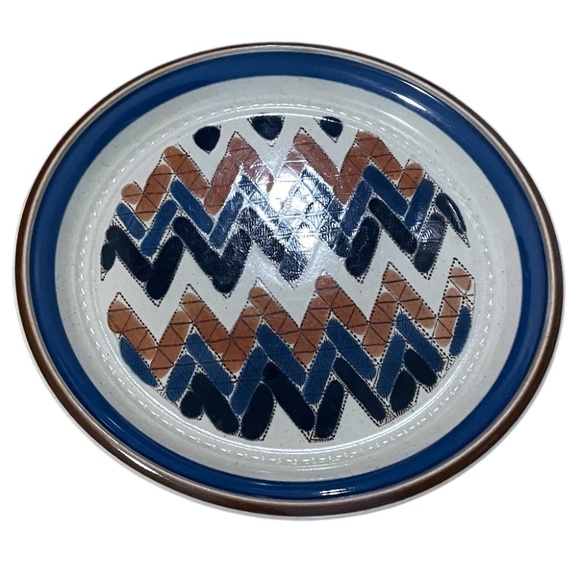 Vintage Arita Stoneware Craft-Stone Oversized Plates Fuji Herringbone, Set Of 5 - Picture 2 of 6